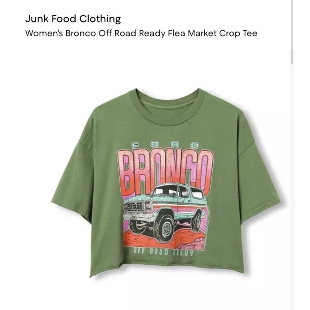 Junk Food Clothing Ford Bronco Off Road Ready Flea Market Women's M Crop Tee - Picture 14 of 16